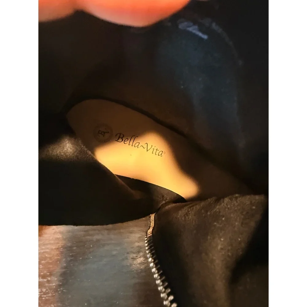 Bella Vita Danielle Black Suede Ruched Pointed Toe Stiletto Booties Women‎ 10 WW - Picture 7 of 10